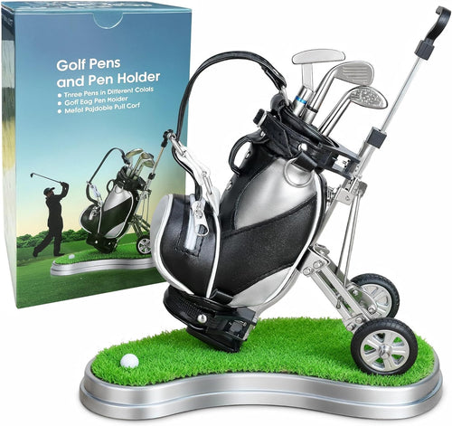 Golf Pen Holder Golf Club Pens Gift Set Race Souvenirs Unique Gifts for Golfer Fans Coworker Boss, Funny Home Office Decor Gadgets