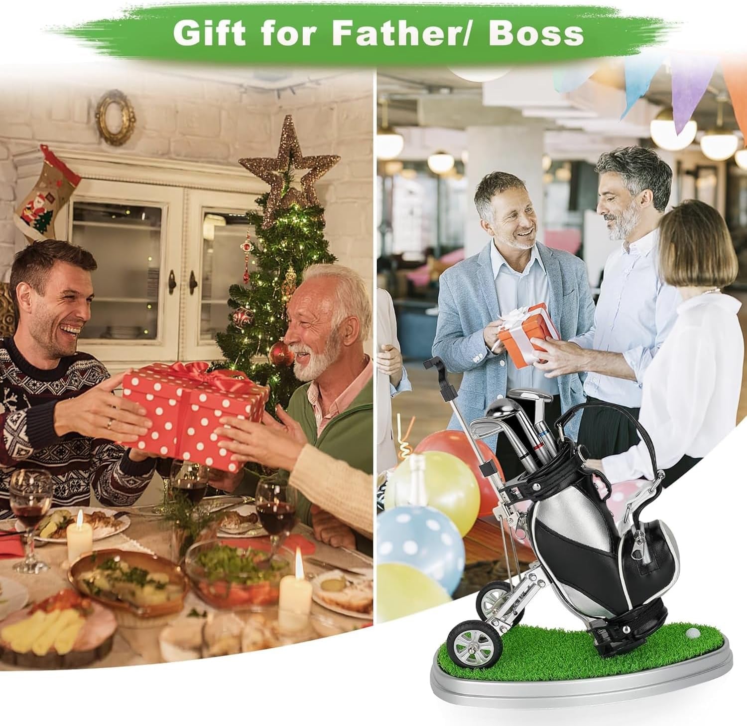 Golf Pen Holder Golf Club Pens Gift Set Race Souvenirs Unique Gifts for Golfer Fans Coworker Boss, Funny Home Office Decor Gadgets